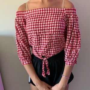 Forever 21 off the shoulder gingham top